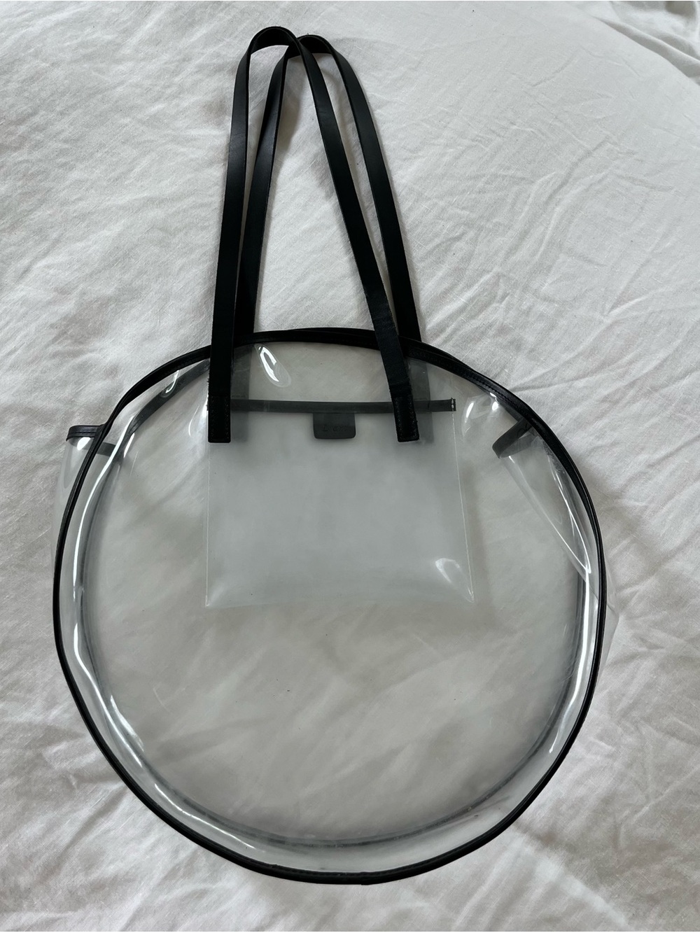Clear Round Tote Bag with Black Trim